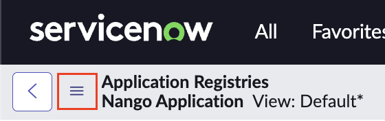 Application Registry Header
