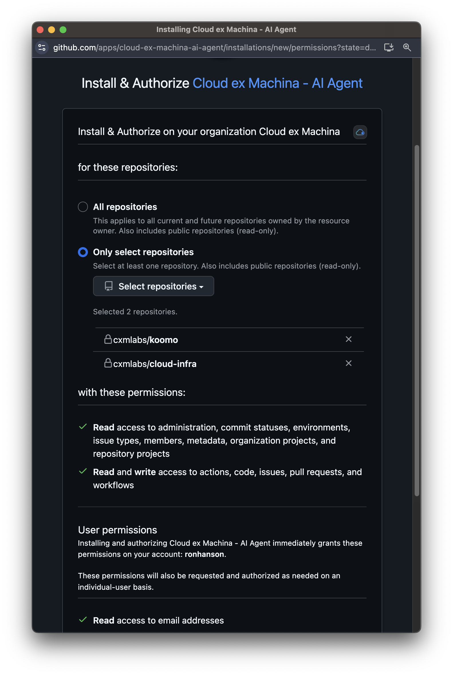 GitHub Repository Selection
